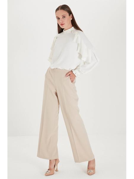  Pantalon écru large élastique à la taille P-0102