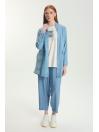 Ensemble veste en jean coupe décontractée bleu clair et t-shirt imprimé TK-1577
