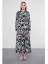  Robe longue noire à motifs E-0413