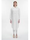 Tunique longue à col chemise avec détails de manches en dentelle T-1575