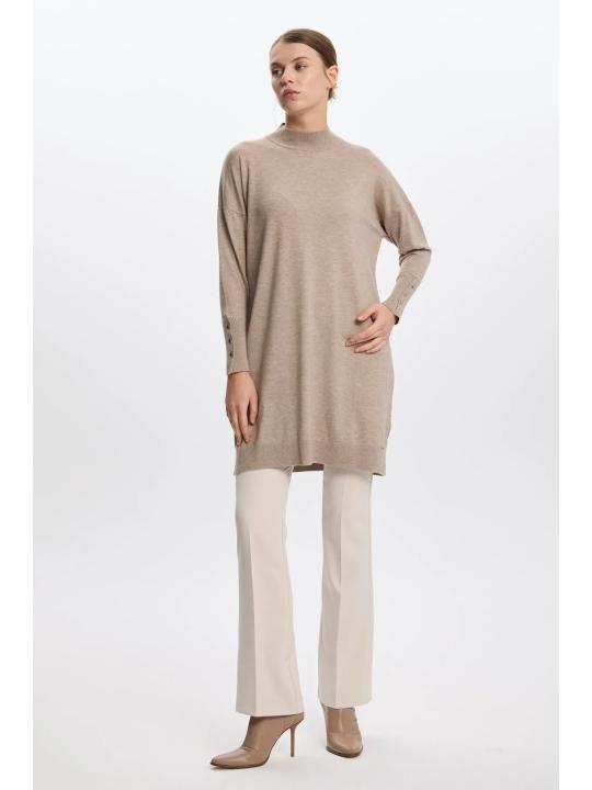 Tunique en tricot demi-col roulé en T-1523