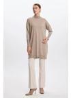 Tunique en tricot demi-col roulé en T-1523