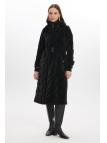 Manteau matelassé fumé avec col en fourrure et détail de ceinture 12764