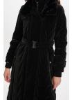 Manteau matelassé fumé avec col en fourrure et détail de ceinture 12764