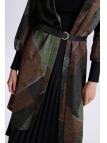 Cardigan de tuile détaillée à ceinture à motifs HR-0007 PEAR
