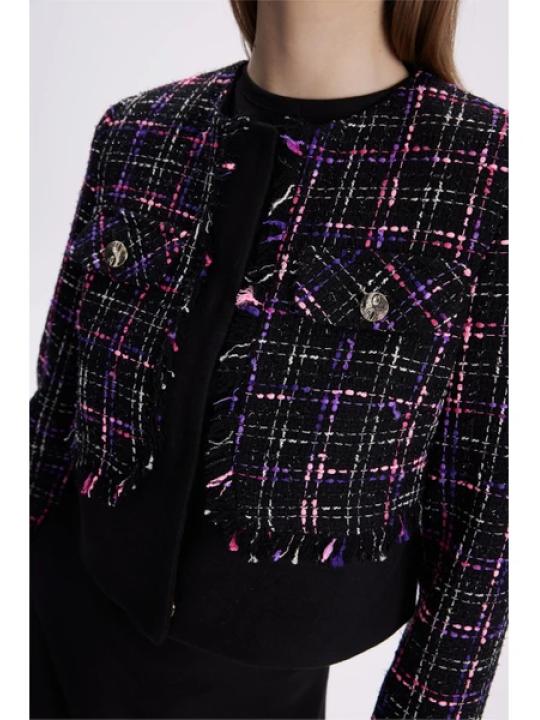 Tweed Bouton à motifs Détail Double Suit TK-1397