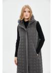 Gilet à capuche fumé à motifs matelassés