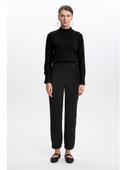 Pantalon en pierre élastique à taille côtelée P-0208