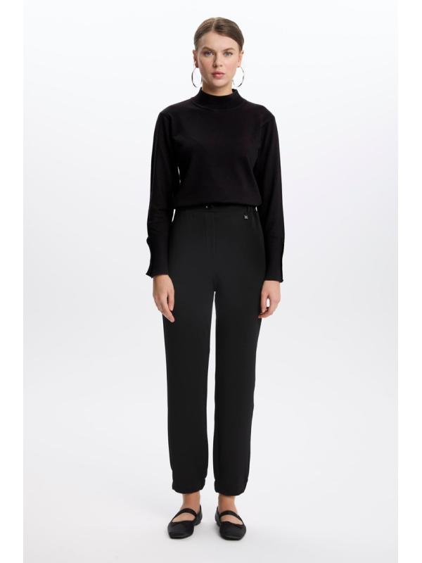 Pantalon en pierre élastique à taille côtelée P-0208