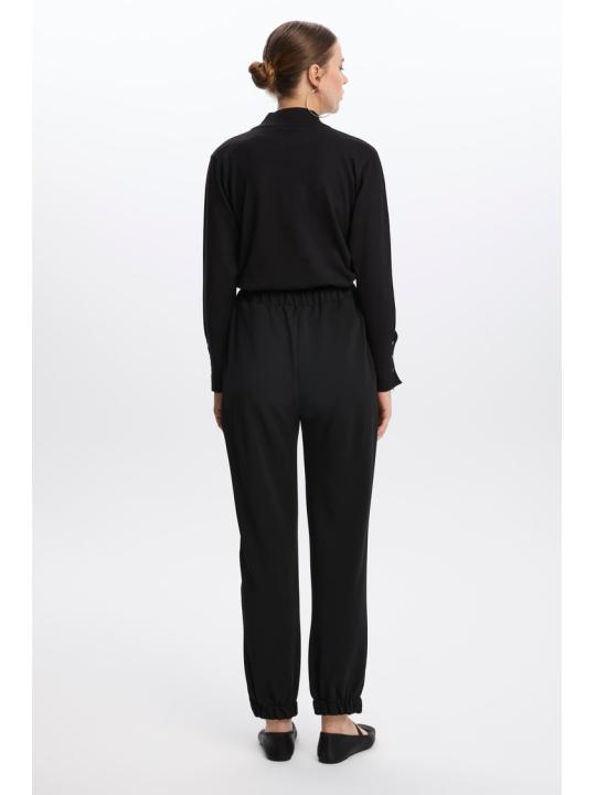 Pantalon en pierre élastique à taille côtelée P-0208