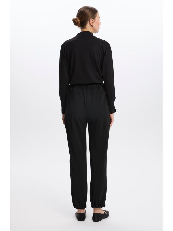 Pantalon en pierre élastique à taille côtelée P-0208