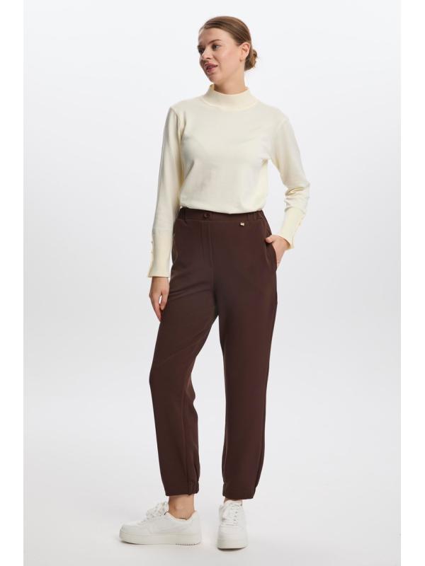Pantalon en pierre élastique à taille côtelée P-0208