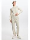 Pantalon en pierre élastique à taille côtelée P-0208