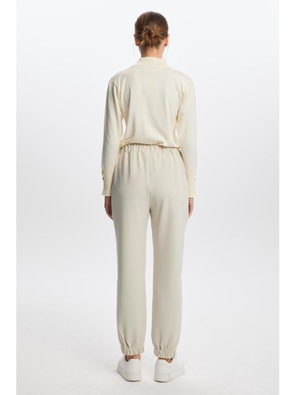 Pantalon en pierre élastique à taille côtelée P-0208