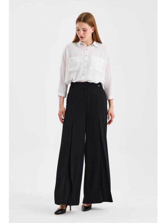 Pantalon Flowy Wide Leg Noir P-0195