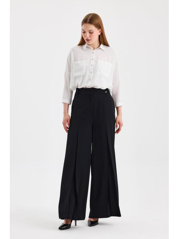 Pantalon Flowy Wide Leg Noir P-0195