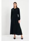 Robe E-0438 avec Col Bas Ceinturé