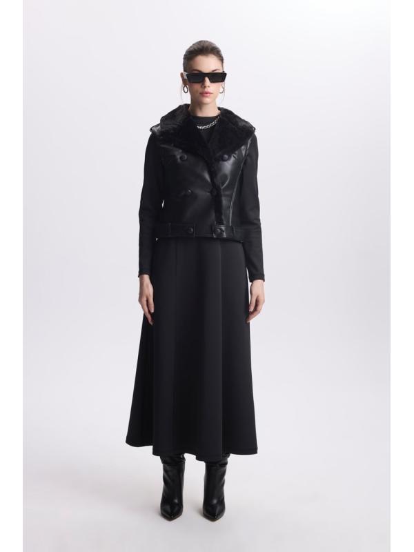 Gilet détaillé en fourrure Double costume TK-1325