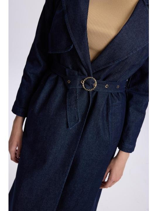 Trench-coat en denim à détails ceinture 13704