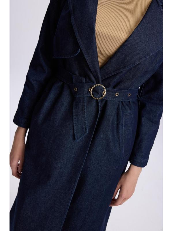 Trench-coat en denim à détails ceinture 13704