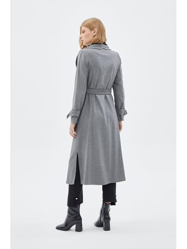 Col large ceinturé gris Wear and Go GÇ-0219 