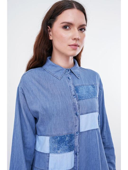 Chemise Bleue Détaillée Denim Sequin G-0054