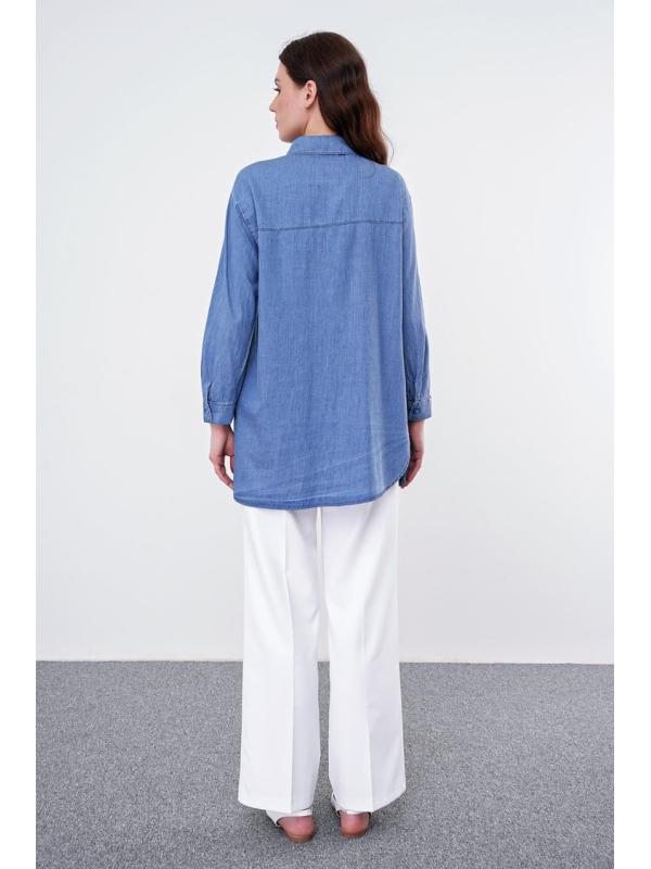 Chemise Bleue Détaillée Denim Sequin G-0054