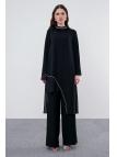 Ensemble  robe de soirée noire brodée en pierre Otrisli TK-1310