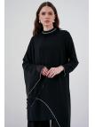 Ensemble  robe de soirée noire brodée en pierre Otrisli TK-1310