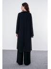 Ensemble  robe de soirée noire brodée en pierre Otrisli TK-1310