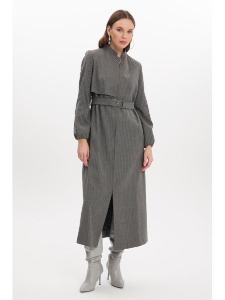 Dress-Up Collar Striped Smoked Topcoat 13341