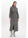 Dress-Up Collar Striped Smoked Topcoat 13341