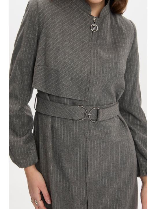 Dress-Up Collar Striped Smoked Topcoat 13341