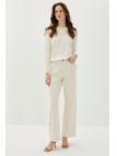 Pantalon beige taille haute taille haute taille large P-0140
