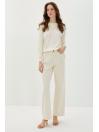 Pantalon beige taille haute taille haute taille large P-0140
