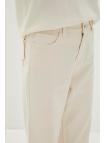 Pantalon beige taille haute taille haute taille large P-0140