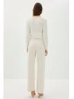 Pantalon beige taille haute taille haute taille large P-0140