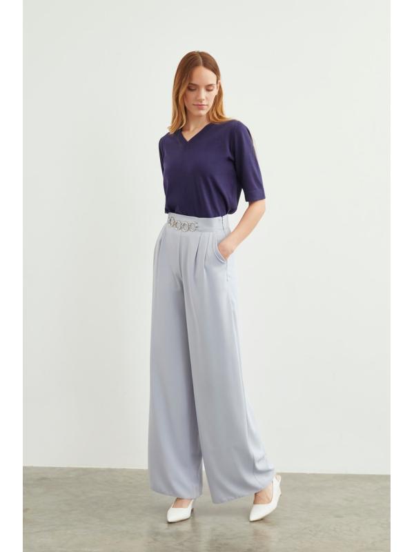 Pantalon large taille haute
