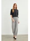 Pantalon en tissu détaillé élastique à la taille large P-0102
