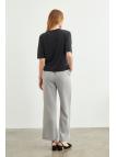 Pantalon en tissu détaillé élastique à la taille large P-0102