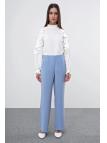 Pantalon en tissu détaillé élastique à la taille large P-0102