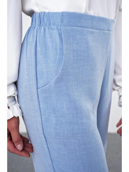 Pantalon en tissu détaillé élastique à la taille large P-0102