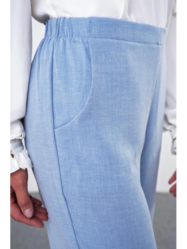 Pantalon en tissu détaillé élastique à la taille large P-0102
