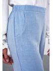 Pantalon en tissu détaillé élastique à la taille large P-0102