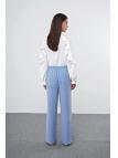Pantalon en tissu détaillé élastique à la taille large P-0102