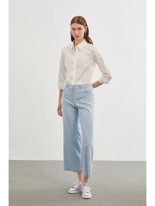 Pantalon Denim Wide Leg Bleu clair P-0136