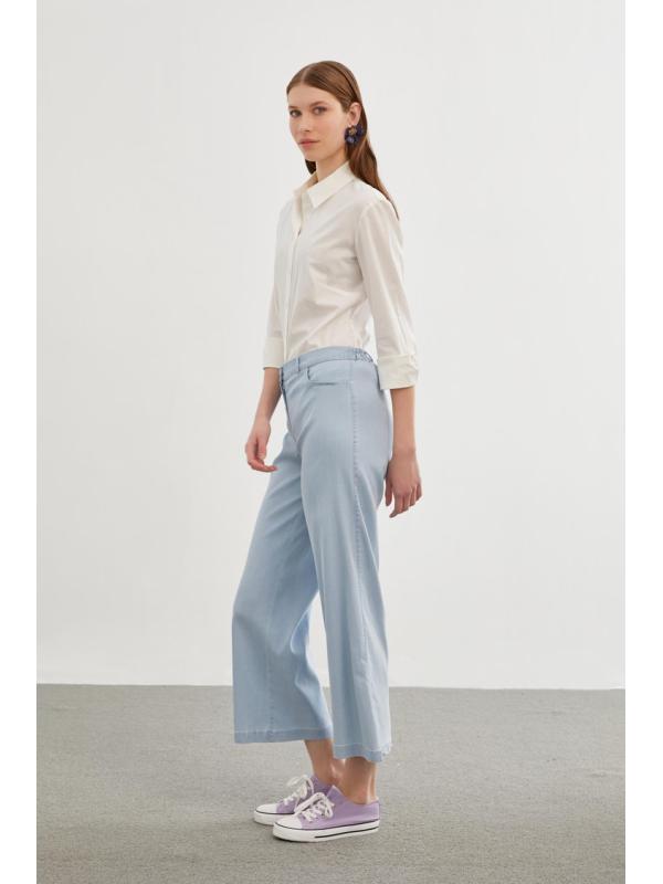Pantalon Denim Wide Leg Bleu clair P-0136