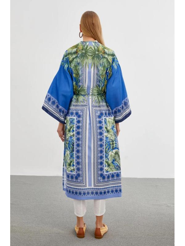 Kimono bleu à motifs IO-0168