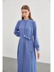 Robe longue E-0400 avec col dominant ceinturé
