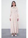 Robe à col de chemise à motifs à pois E-0401